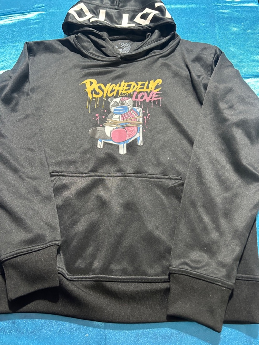 Psychedelic Love Black Graphic Pullover Hoodie